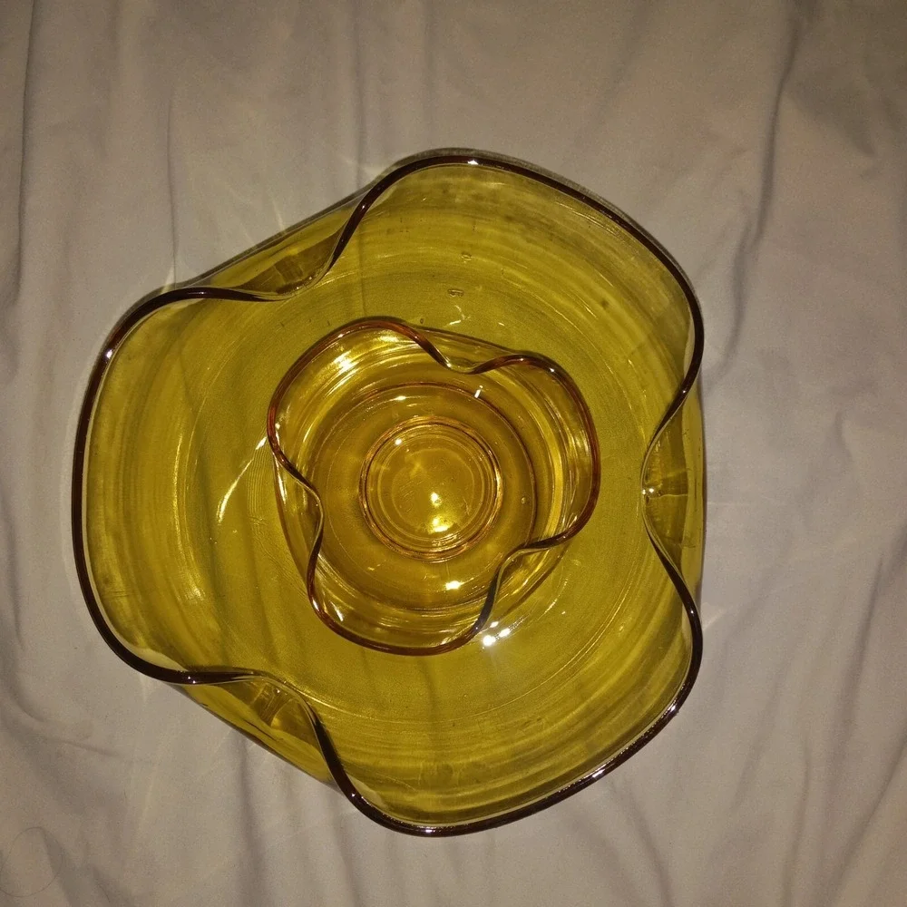 Vintage Anchor Hocking Amber Chip & Salsa‎ Bowls